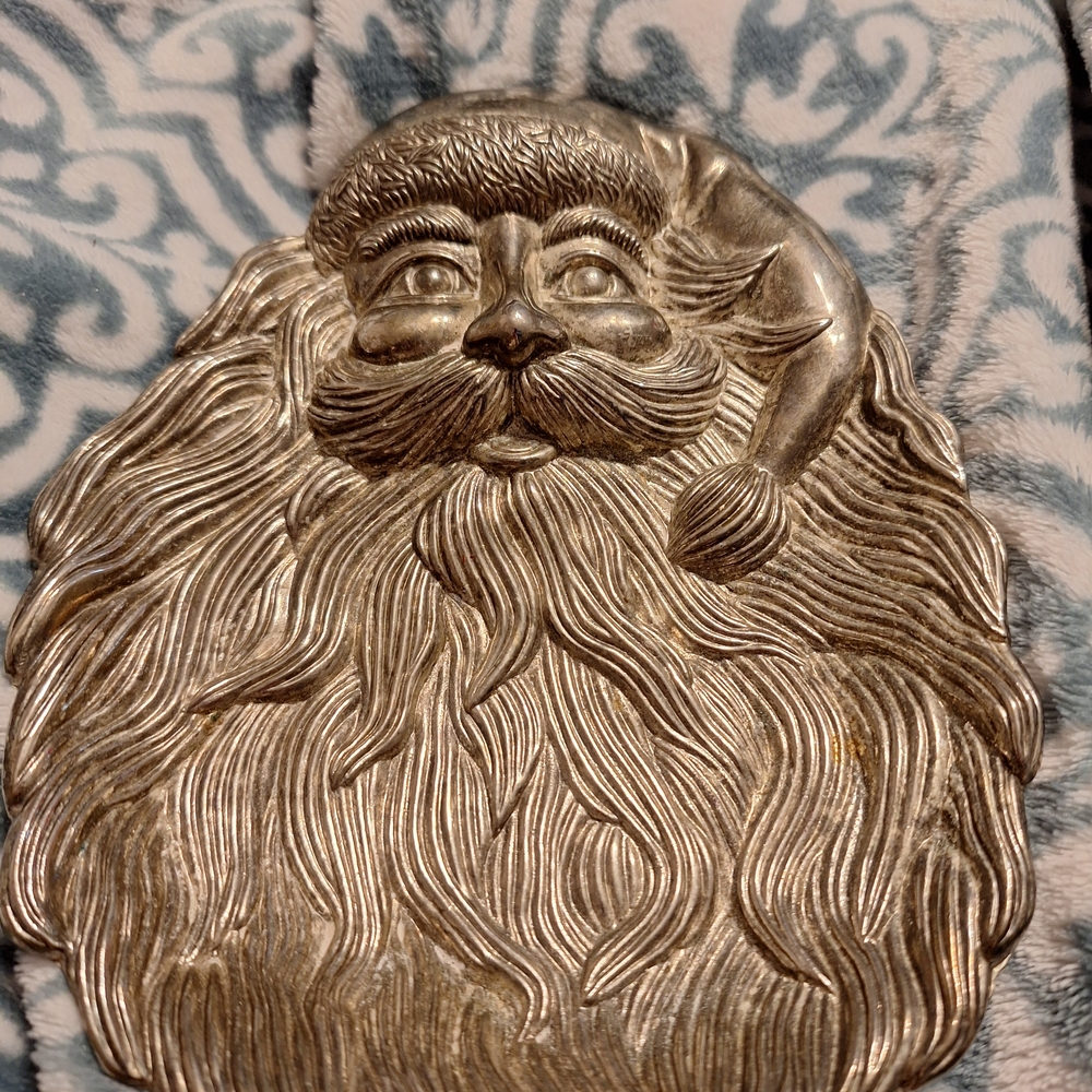 Santa Claus Silver Vintage Plated Christmas Plate Plate